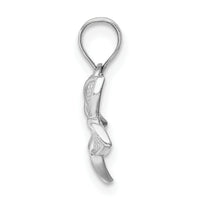 14K White Polished Mini Plumeria Pendant-D4464