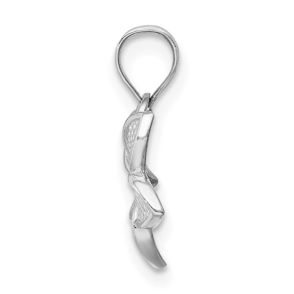 14K White Polished Mini Plumeria Pendant-D4464