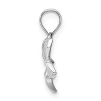 14K White Polished Mini Plumeria Pendant-D4464