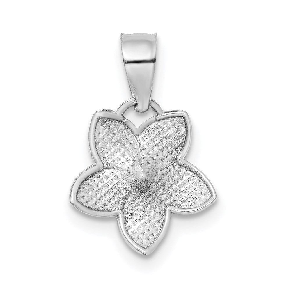 14K White Polished Mini Plumeria Pendant-D4464