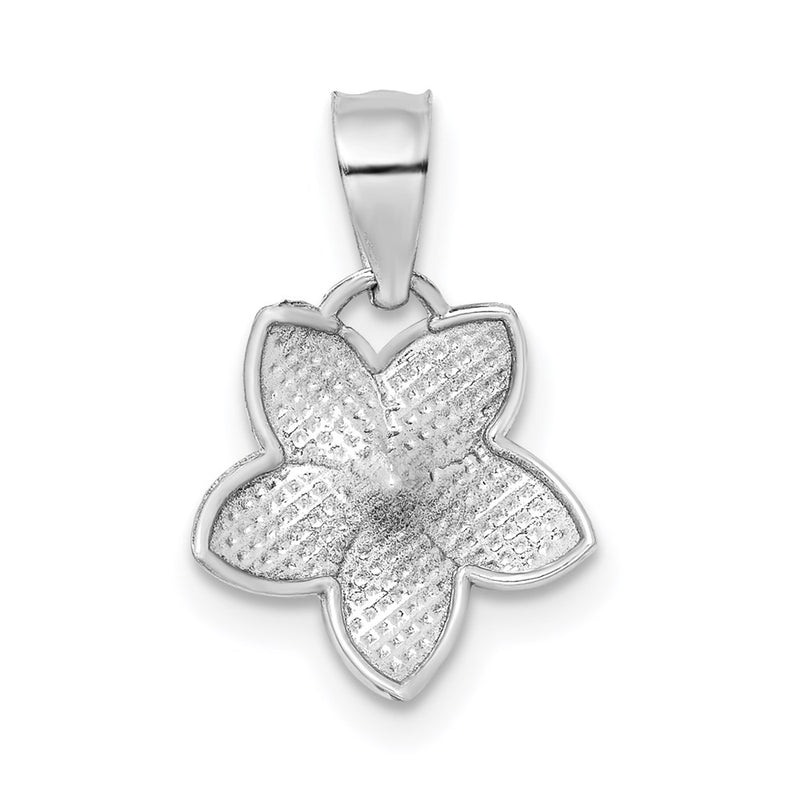 14K White Polished Mini Plumeria Pendant-D4464