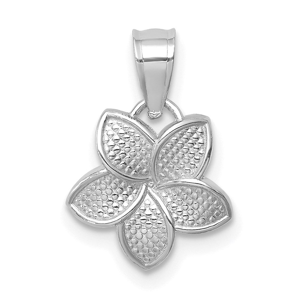 14K White Polished Mini Plumeria Pendant-D4464