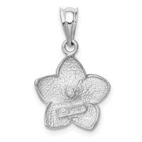 14K White Brushed and Diamond-cut Plumeria Pendant-D4465