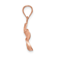 14K Rose Brushed Diamond-cut Plumeria Pendant-D4466