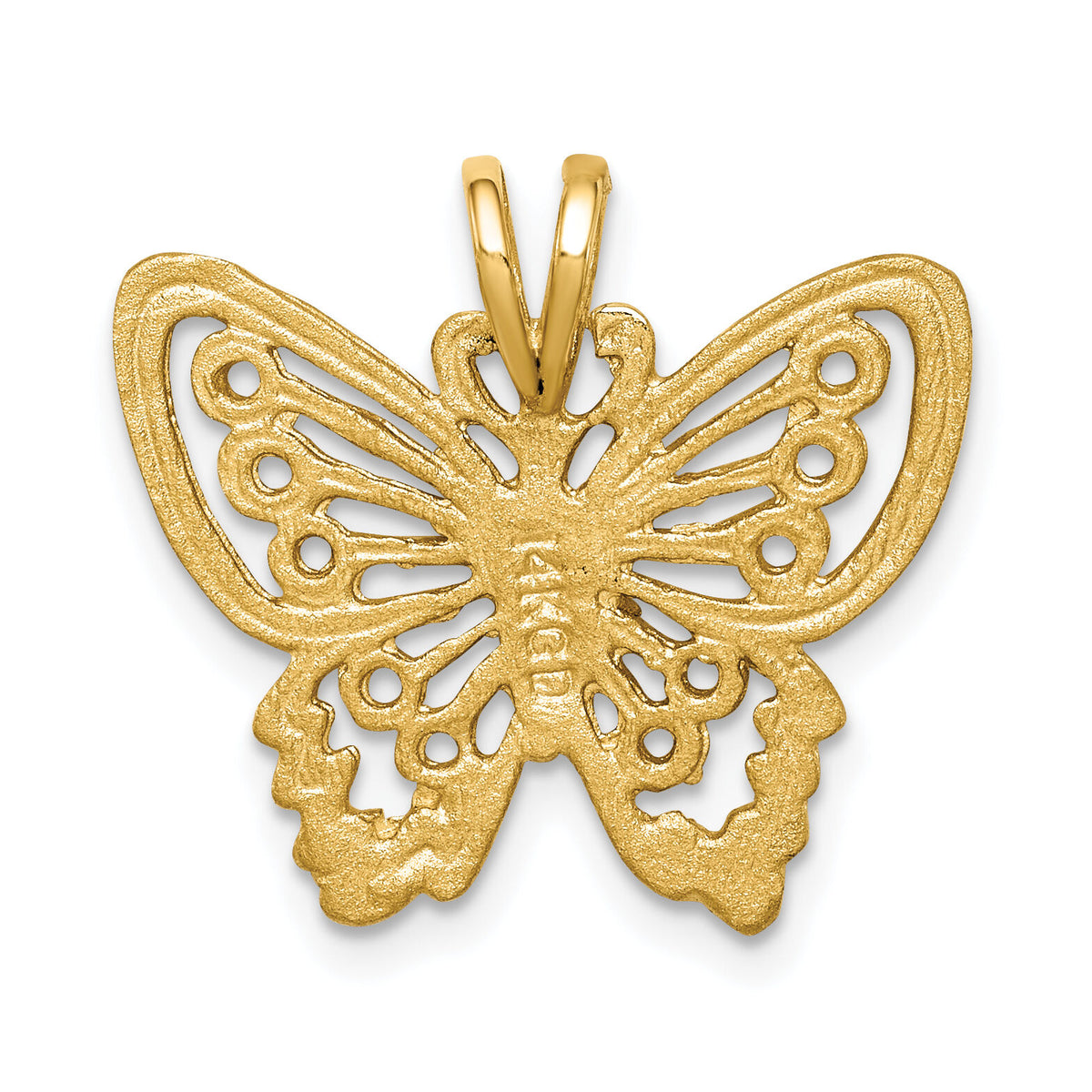 14K Brushed & Diamond-cut Butterfly Pendant-D4470