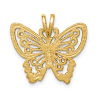 14K Brushed & Diamond-cut Butterfly Pendant-D4470