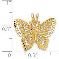 14K Brushed & Diamond-cut Butterfly Pendant-D4470