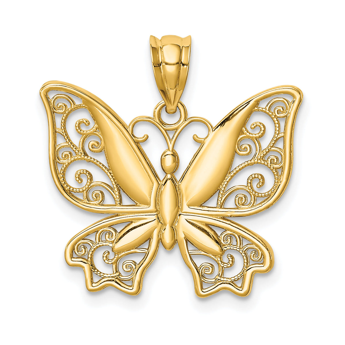 14K Polished Butterfly Pendant-D4471
