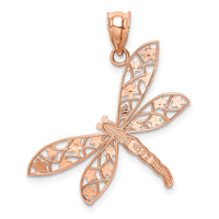14K Rose Filigree Dragonfly Pendant-D4472