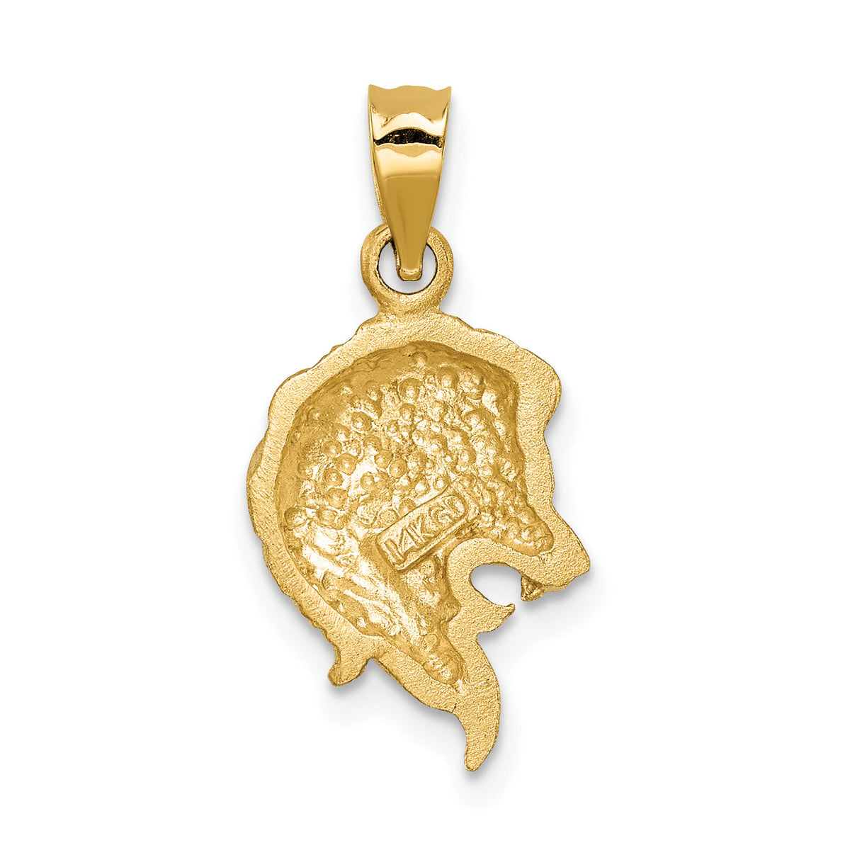 14K Brushed Diamond-cut Lion Head Pendant-D4478
