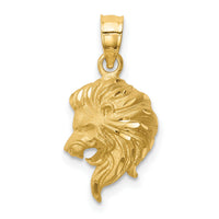 14K Brushed Diamond-cut Lion Head Pendant-D4478