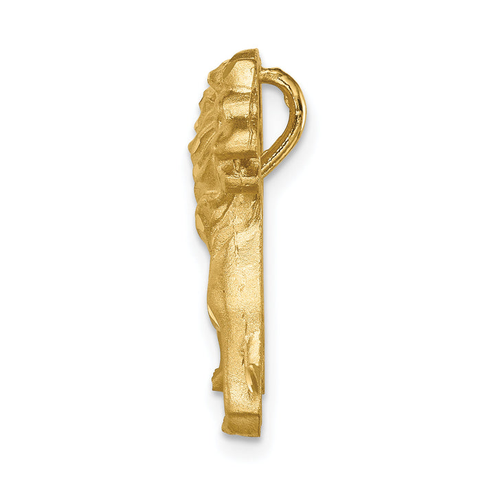 14K Brushed Diamond-cut Lion Chain Slide-D4479