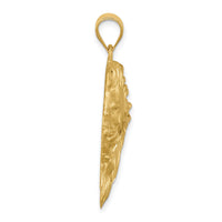 14K Brushed Diamond-cut Lion Head Pendant-D4480