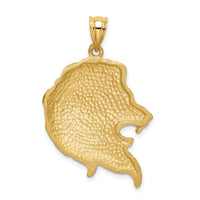 14K Brushed Diamond-cut Lion Head Pendant-D4480