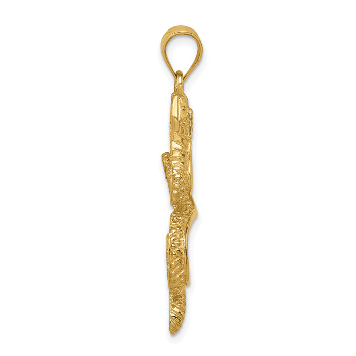 14K Polished Textured Snake Pendant-D4485