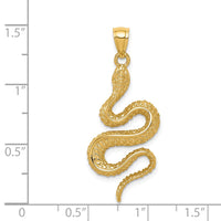 14K Polished Textured Snake Pendant-D4485