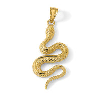 14K Polished Textured Snake Pendant-D4485