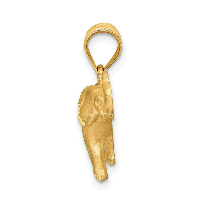 14K Brushed Diamond-cut Elephant Pendant-D4487