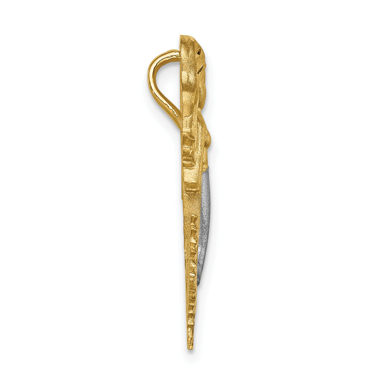 14K w/White Rhodium Brushed Diamond-Cut Mermaid Chain Slide-D4501