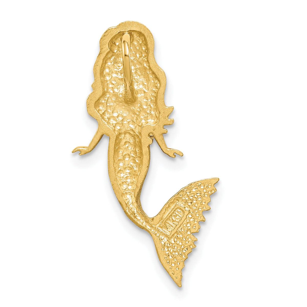 14K w/White Rhodium Brushed Diamond-Cut Mermaid Chain Slide-D4501