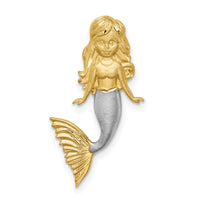14K w/White Rhodium Brushed Diamond-Cut Mermaid Chain Slide-D4501