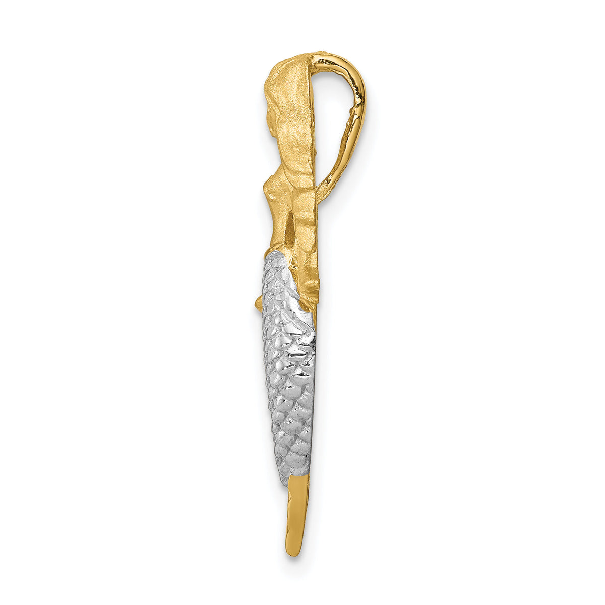 14K & White Rhodium Brushed Mermaid Slide-D4503