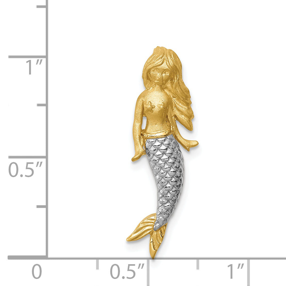 14K & White Rhodium Brushed Mermaid Slide-D4503