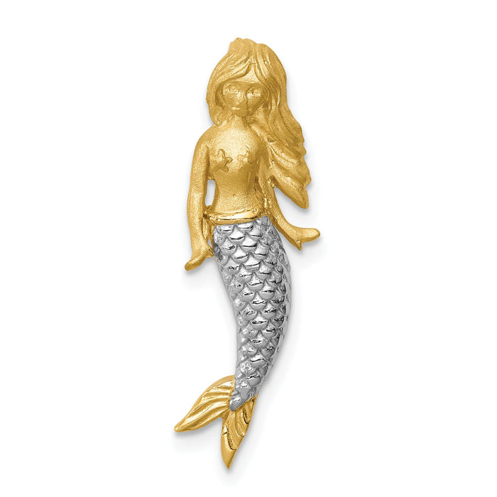 14K & White Rhodium Brushed Mermaid Slide-D4503