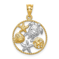 14K w/White Rhodium Polished Sealife Pendant-D4505
