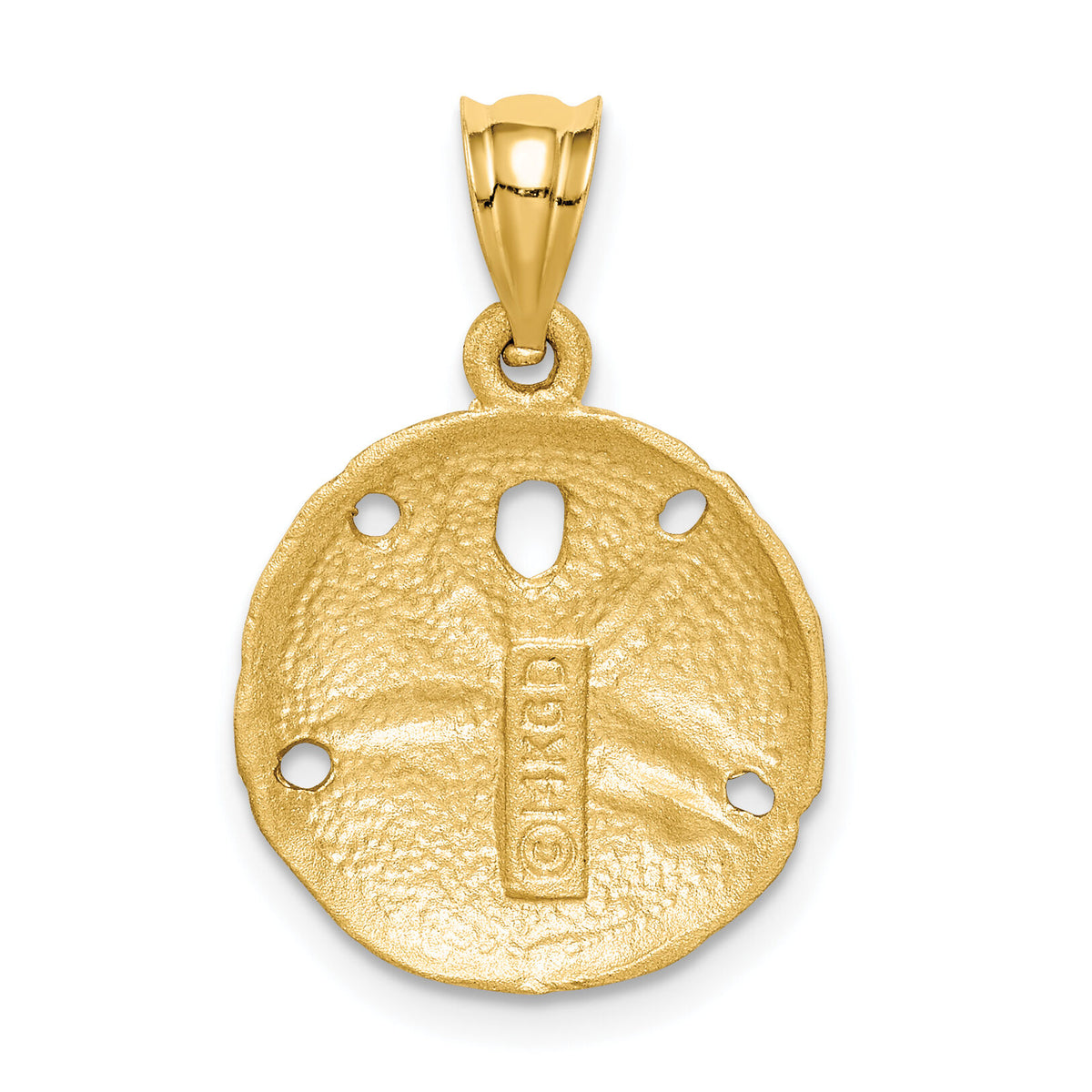 14K Brushed Diamond-Cut Sand Dollar Pendant-D4518