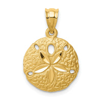 14K Brushed Diamond-Cut Sand Dollar Pendant-D4518