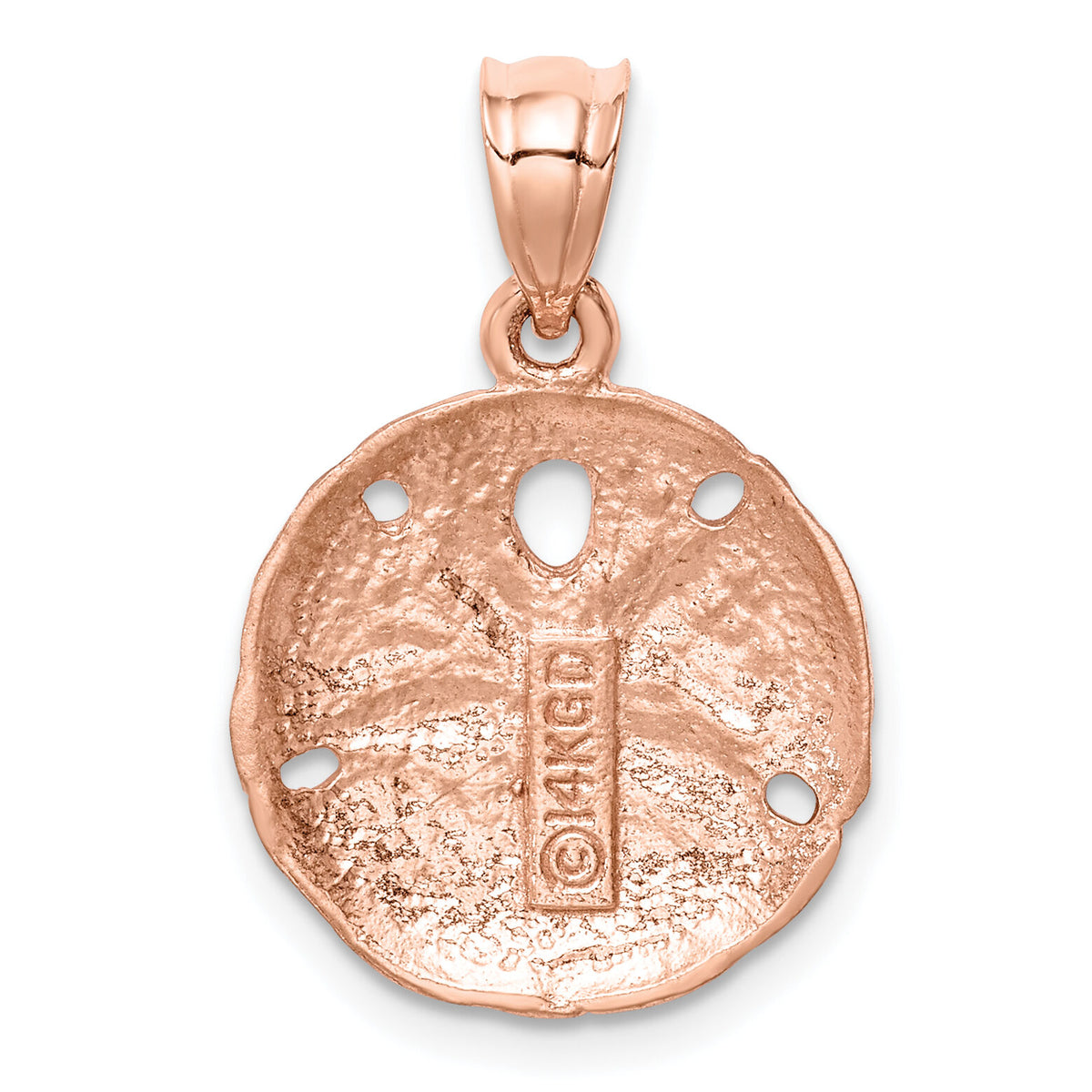 14K Rose Brushed Diamond-Cut Sand Dollar Pendant-D4519