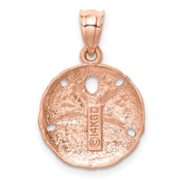 14K Rose Brushed Diamond-Cut Sand Dollar Pendant-D4519
