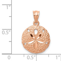 14K Rose Brushed Diamond-Cut Sand Dollar Pendant-D4519