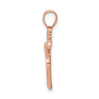 14K Rose Polished Palm Tree Pendant-D4520
