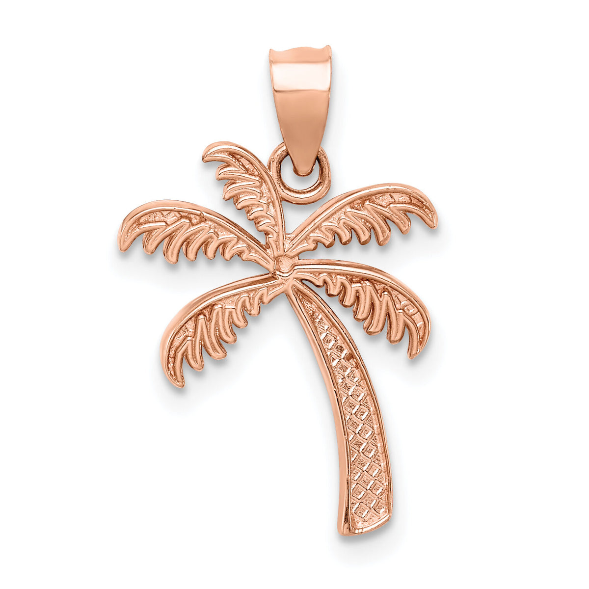 14K Rose Polished Palm Tree Pendant-D4520