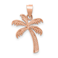 14K Rose Polished Palm Tree Pendant-D4520