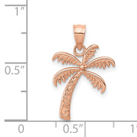 14K Rose Polished Palm Tree Pendant-D4520