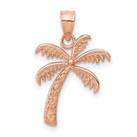 14K Rose Polished Palm Tree Pendant-D4520