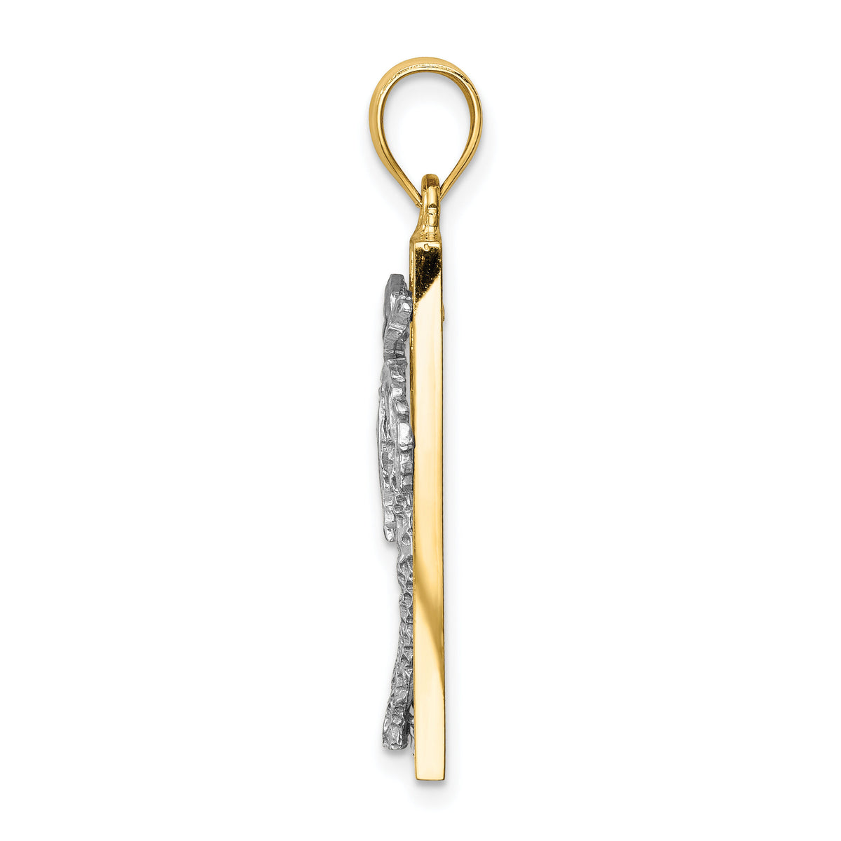 14K Two-tone Palm Tree Pendant-D4525