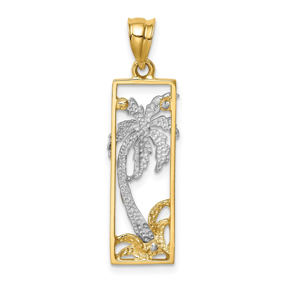 14K Two-tone Palm Tree Pendant-D4525