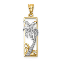 14K Two-tone Palm Tree Pendant-D4525