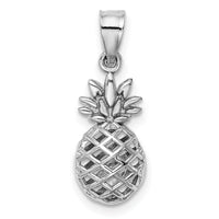 14K White Polished 3D Pineapple Pendant-D4532