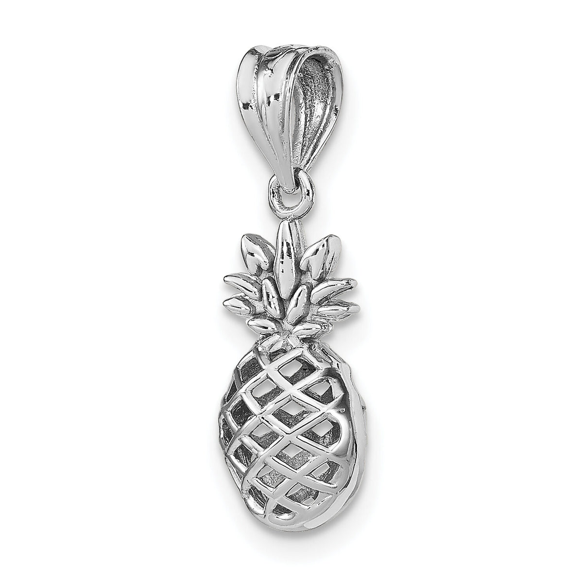 14K White Polished 3D Pineapple Pendant-D4532