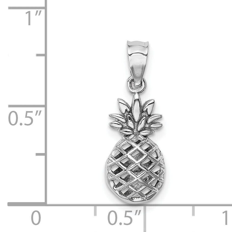 14K White Polished 3D Pineapple Pendant-D4532