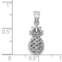 14K White Polished 3D Pineapple Pendant-D4532