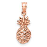 14K Rose Polished 3D Pineapple Pendant-D4533