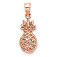 14K Rose Polished 3D Pineapple Pendant-D4533