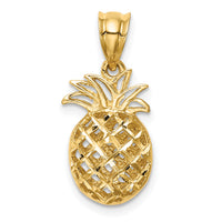 14K Polished & Diamond-cut 3D Pineapple Pendant-D4535