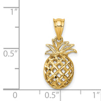 14K Polished & Diamond-cut 3D Pineapple Pendant-D4535